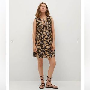 Mango Printed Cotton Midi Dress Size 10